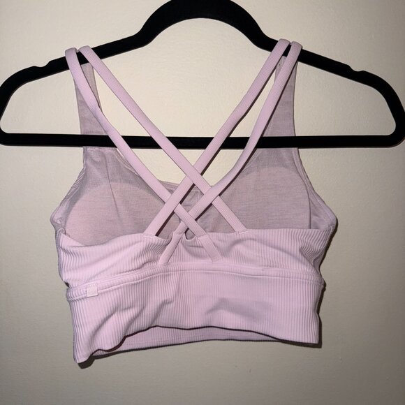 Lululemon Energy Longline Ribbed Sports Bra - Meadowsweet Pink Size 6 - Picture 2 of 3